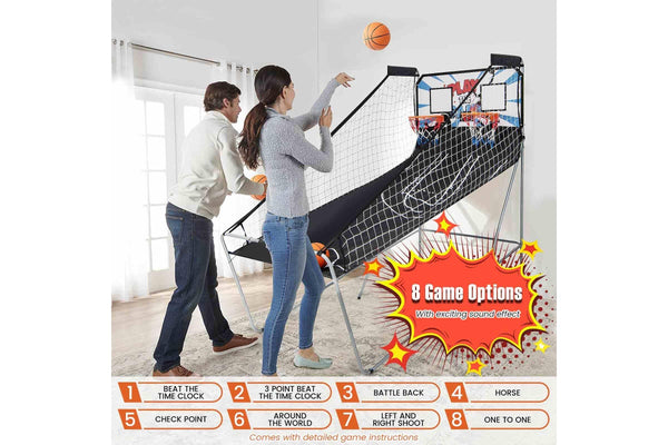 Costway Arcade Basketball Game Double Shoting Machine 4 Players Electronic Scoring w/8 Playing Modes&4 Balls