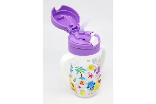 Marcus & Marcus Children Toddler Straw Drink Bottle Willo Whale Lilac 12m+