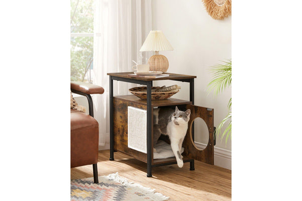 VASAGLE Feandrea Cat Enclosure Side Table - Rustic Brown