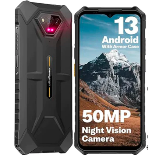 Rugged Phones, Ulefone Armor X13 (12+64GB), 50MP Rear Camera, 24MP Night Vision Camera, Android 13 OS Rugged Smartphone, 6.52 Screen, 6320mAh, NFC, GPS, Package with Exclusive Armor Case- Black