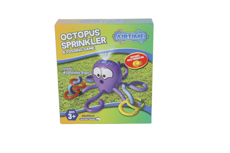 Airtime 90x40cm Octopus Sprinkler & Tossing Game Kids Outdoor Toy w Rings 3y+