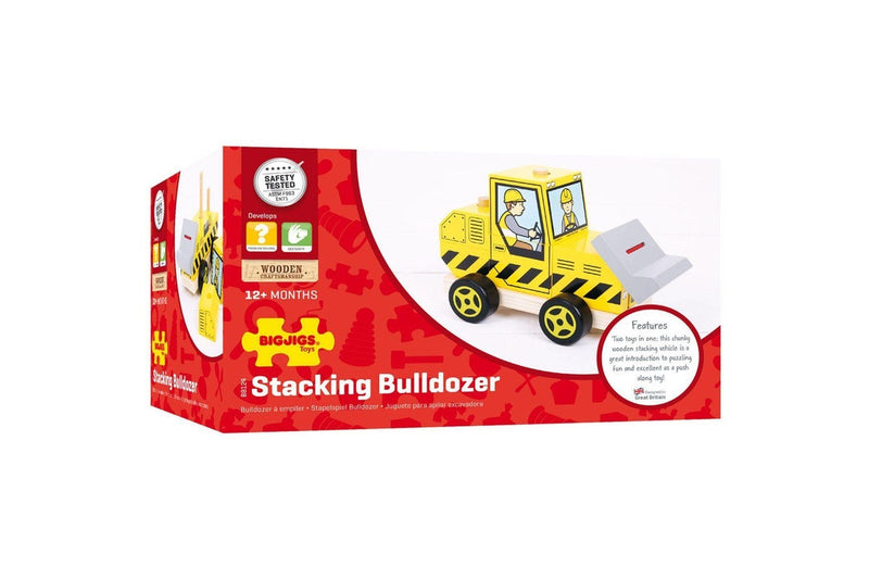 Bigjigs Toys 20cm Wooden Stacking Bulldozer Kids Children Educational Toy 12m+