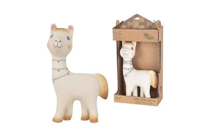 Tikiri: Natural Rubber Rattle Toy - Lilith the Llama (18cm)