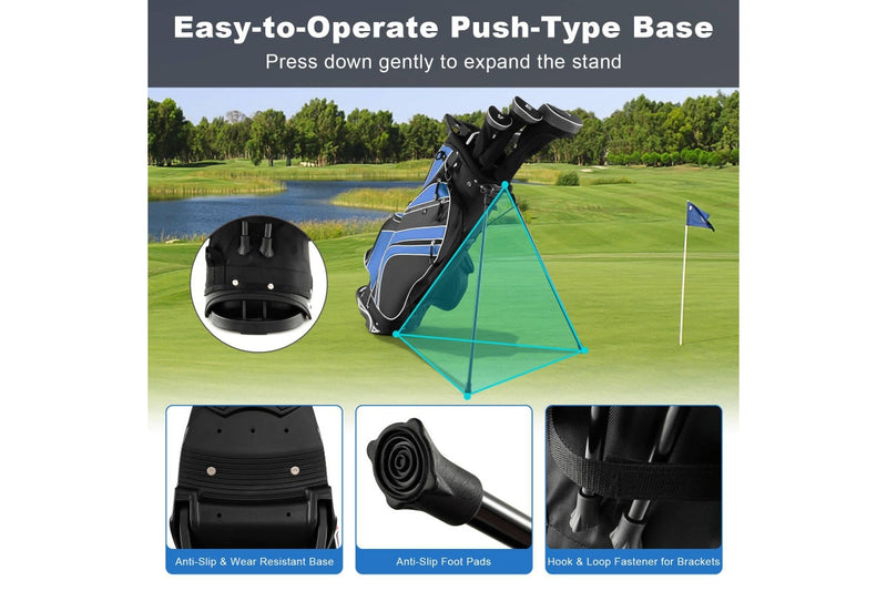 Costway Golf Stand Cart Bag w/6 Way Divider Carry Organizer Pockets Storage Navy