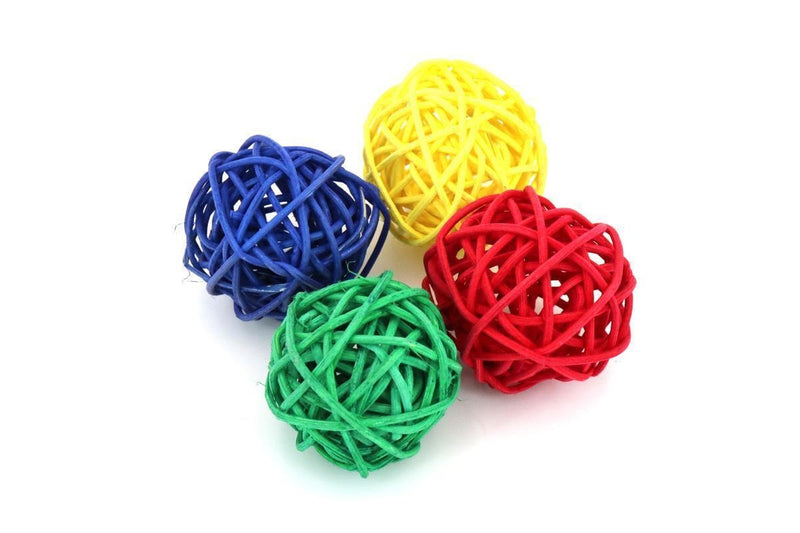 Ozstock 4PC Cat Toy Colored Woven Rattan Ball for Cat Pet