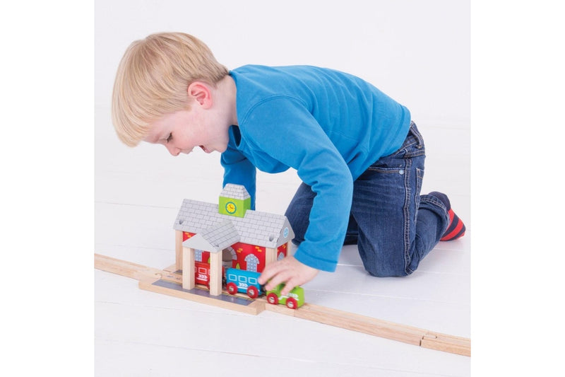 Bigjigs Rail 23cm Railway Station Kids Children Wooden Toy Train Accessory 3y+