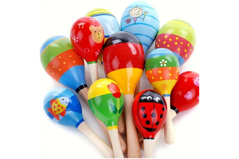 6x WOODEN MARACAS Musical Egg Percussion Toy Shakers Rattles Rumba Party BULK