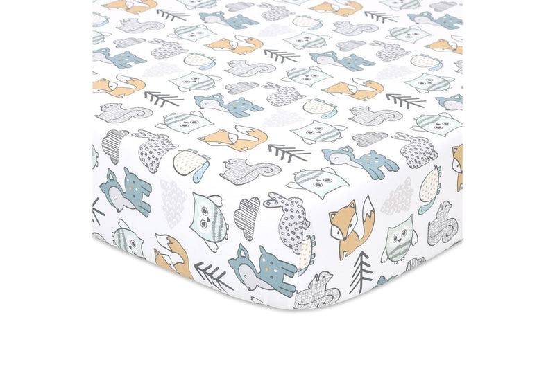 2x Little Haven Cot Fitted Woodland Blue Grey Fox Cozy Baby Bedding Sheet 135cm