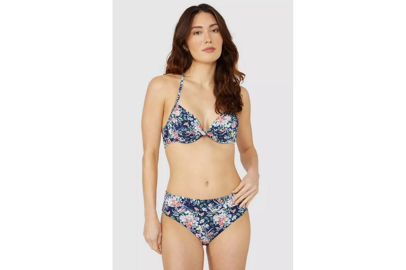 Debenhams Womens/Ladies Floral Underwired Bikini Top (Navy) (32D)