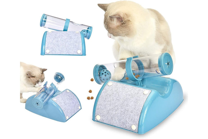 YES4PETS Cat Play Box Kit Pet Toy Kitten Toys Interactive Ball Peek Hunting Toy-Blue