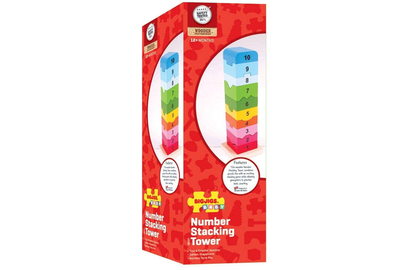 11pc Bigjigs Toys 27cm Wooden Number Tower Kids Children Educational Toy 3y+