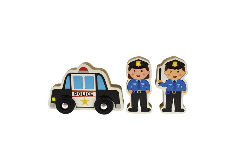 Kaper Kidz Metal Latch Playset Police Wooden 19cm Non-Toxic Toy Kids Toddler 3y+