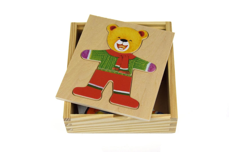 Kaper Kidz Dressing Bear Boy Bear Girl Wooden Blocks Children's Toy Combo 18m+