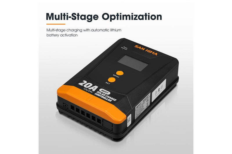 San Hima 20A MPPT Solar Charge Controller 12V 24V Inbulit Bluetooth LCD Display