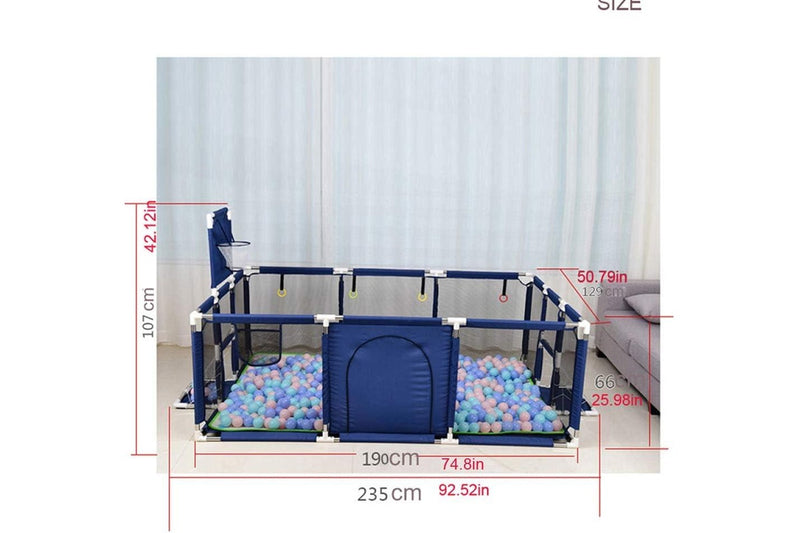 Portable Kids Ball Pit - Indoor/Outdoor Playpen - Safe Play Yard with Fun Activities (Blue)