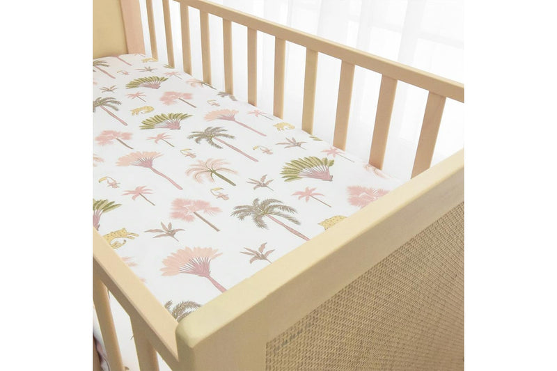 Lolli LivingBaby Infant Fitted Cot Sheet 100% Cotton Tropical Mia 75x135x19cm