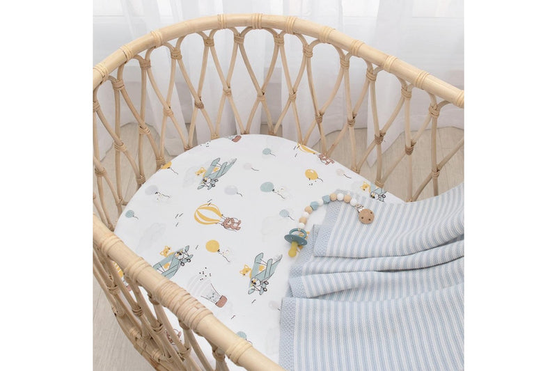 2pc Living Textiles Infant Cotton Nursery Bassinet Fitted Sheets Up Up & Away