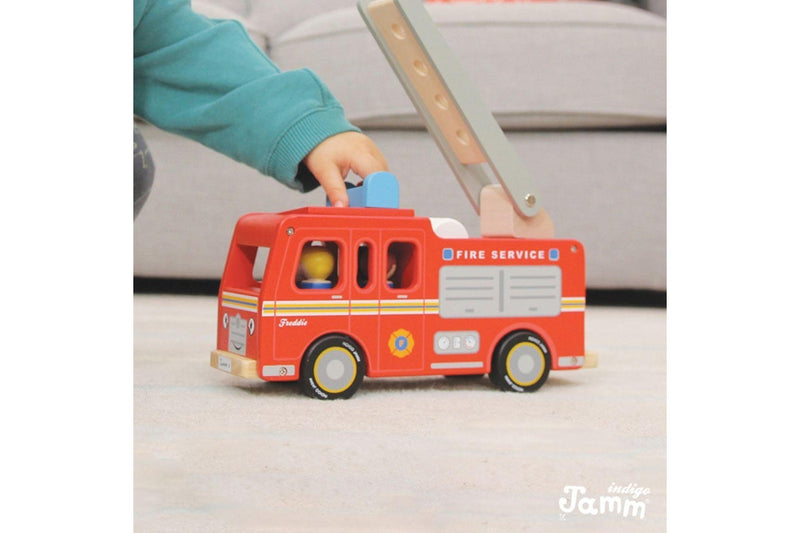 Indigo Jamm 28cm Freddie Fire Engine Kids Children Fun Wooden Vehicle Toy 18m+