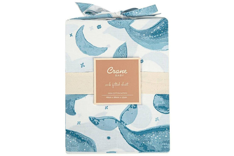 Crane Baby: Crib Fitted Sheet - Caspian Whale (80 x 40cm)