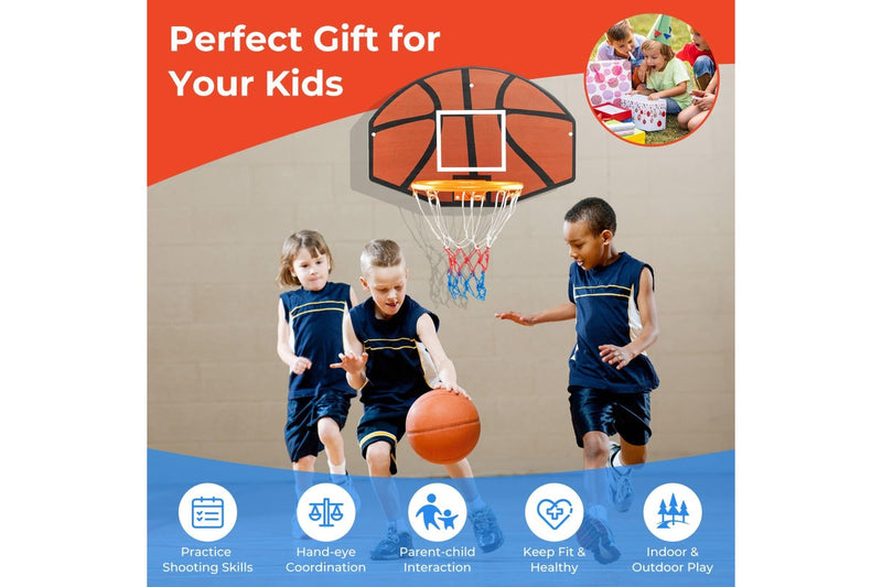 Costway Wall Mounted Basketball Kit Mini Portable Basketball Hoop Set Indoor Outdoor Basketball Goal