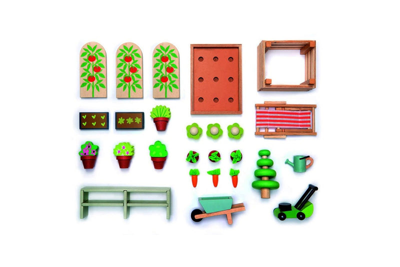 Tender Leaf Toys 48cm Greenhouse w Garden Wooden Toy Set Kids Children 3y+