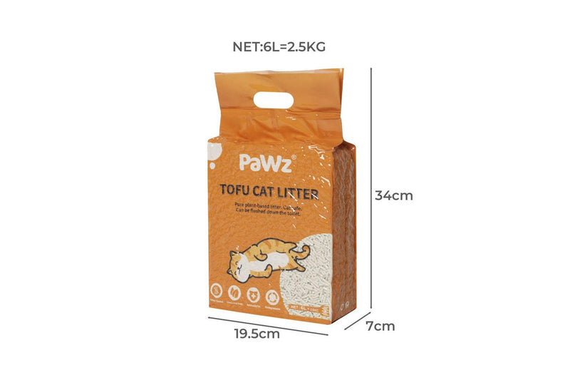 Pawz 2.5kg Tofu Cat Litter Clumping Flushable Fast Super Absorben Natural x1