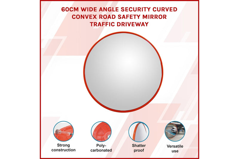 60cm Wide Angle Security Curved Convex Road Safety Mirror Traffic Driveway