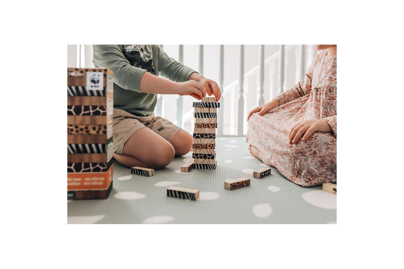 WWF Miombo Tumble Tower Kids Children Fun Play Wooden Blocks Stacking Toy 3y+