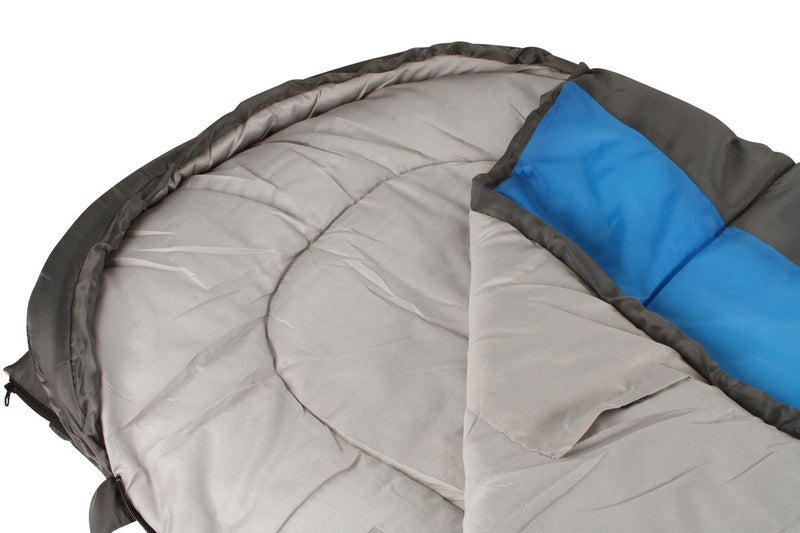 Wildtrak Forrest Junior 205x65cm Hooded Sleeping Bag Thermal Camping Blue Grey