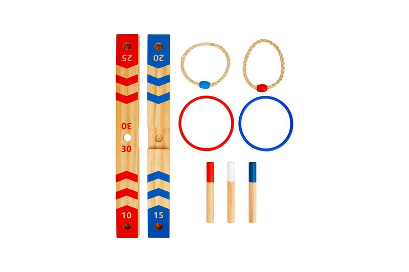 29pc Tooky Toy Kids Children Wooden Ring Toss Outdoor Educational Game Set 3y+