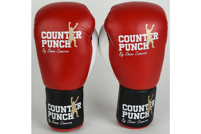 Counterpunch Premium Leather Pro Lace-Up Gloves - Red - 10oz