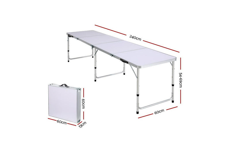 Weisshorn Folding Camping Table 240CM Portable Outdoor Picnic BBQ Aluminium Desk