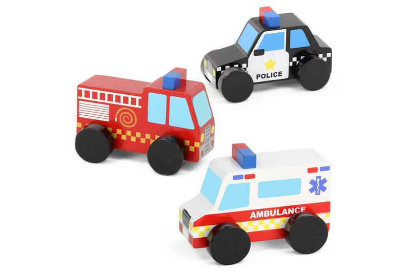 3x Majigg 10cm Emergency Services Kids Children Fun Play Wooden Toy Assort 18m+