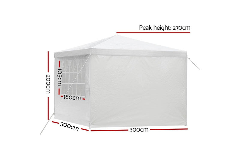 Instahut Gazebo 3x3m Marquee Wedding Party Tent Outdoor Camping Side Wall Canopy Window Panel White