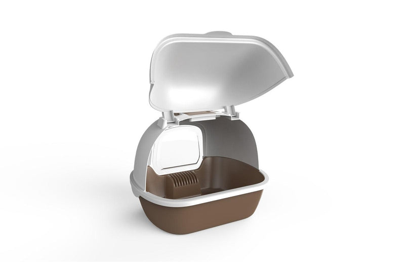 YES4PETS Cat Toilet Litter Box Portable Hooded Tray House with Handle and Scoop Brown