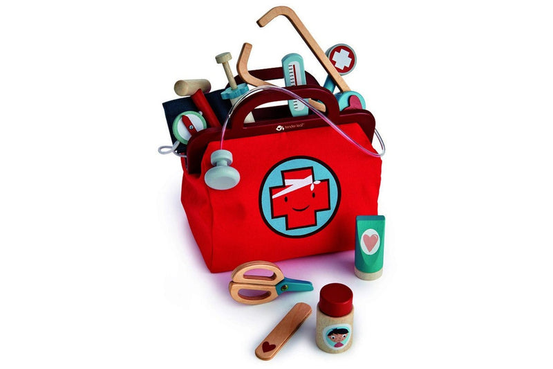 Tender Leaf Toys 24.5cm Doctor's Bag & Accessory Wood Toy Role-Play Set Kids 3+