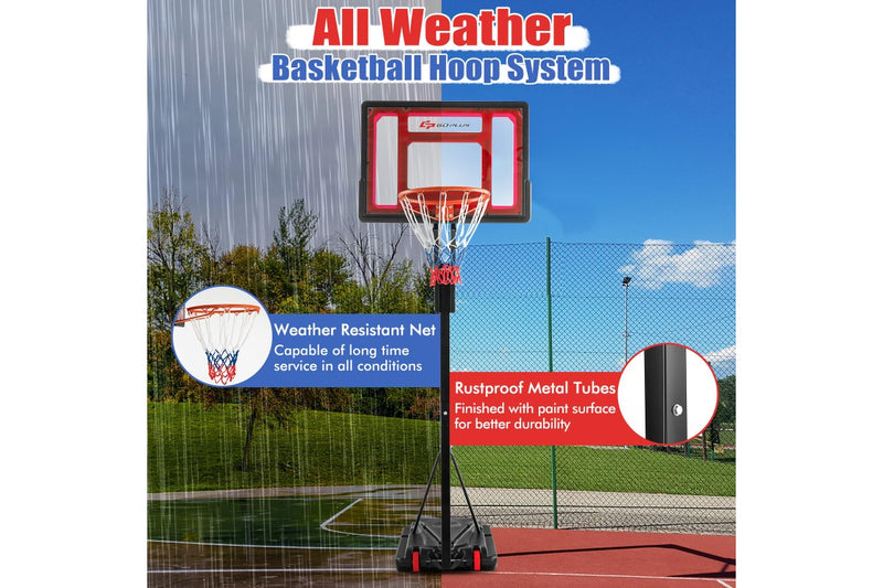 Costway Portable Basketball Hoop System Stand Heavy Duty Basketball Ring Adjustable w/Wheels Weight Bag Outdoor