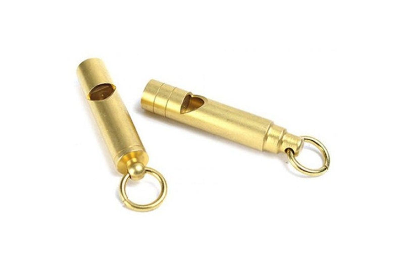 Brass High Frequency Survival Whistle Emergency Tool Gold Round Head Safety Whistles