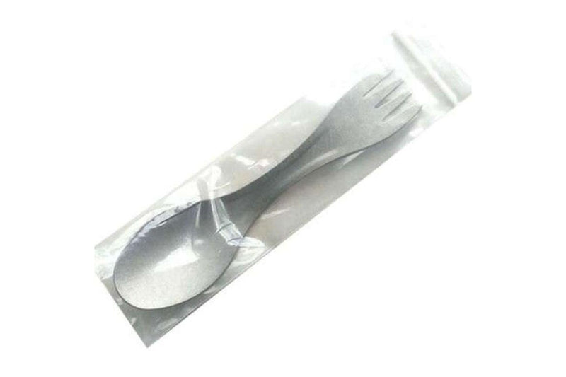 2 In 1 Outdoor Camping Tableware Pure Titanium Fork Spoon Gray Cloud Camping Cooking Utensils