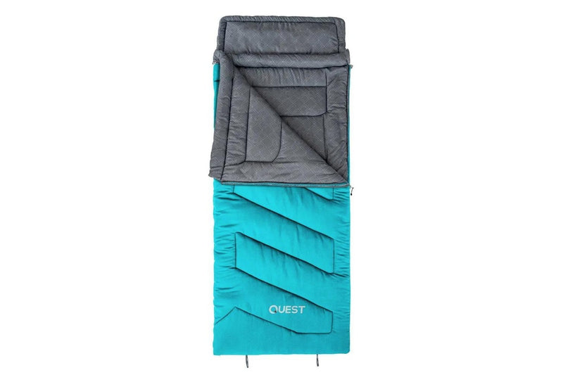 Quest Ridgeline 220cm 5C Sleeping Bag w Carry Bag Outdoor Camping Hiking Blue