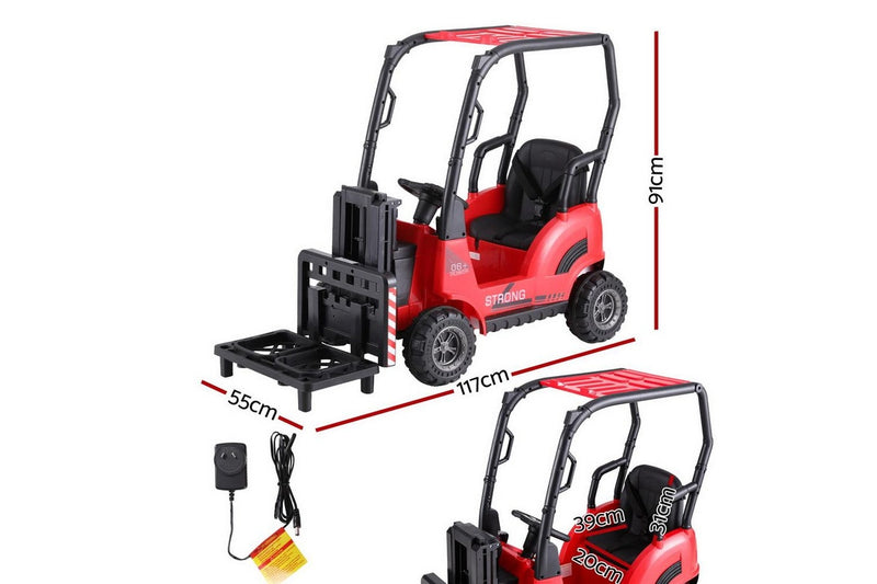 Rigo Kids Electric Ride On Car Forklift Loader Toys Cars Horn Remote 12V Red