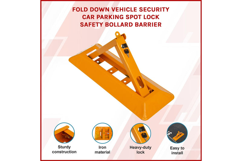 Fold Down Vehicle Security Car Parking Spot Lock Safety Bollard Barrier