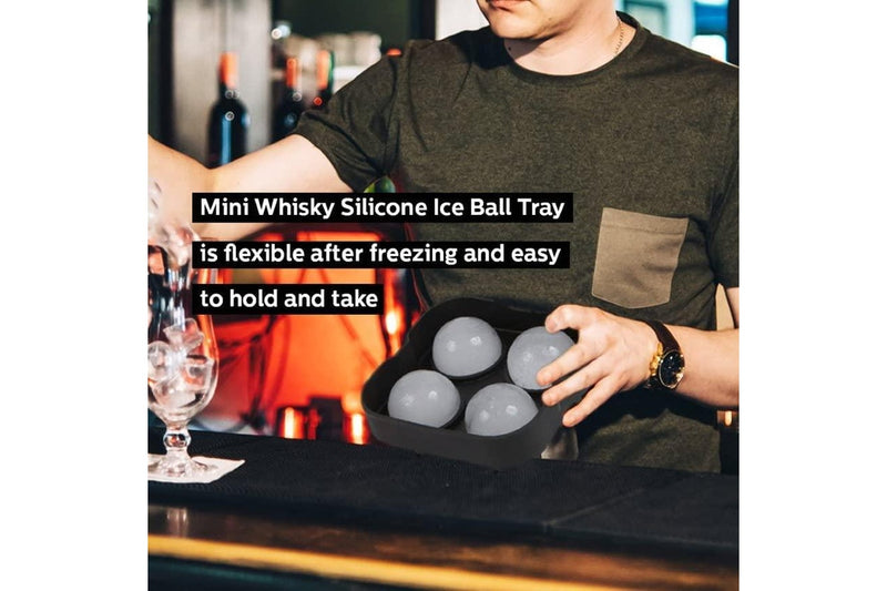 Draper Mini Whisky Silicone Ice Ball Tray 2Pce Fit For Your Cocktail, Popsicles, Whiskey, Wine, Cola, Iced Coffee Or Frozen Lemonade.