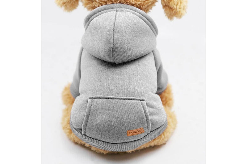 PETSWOL Dog Hoodie with Pocket - Grey, Medium