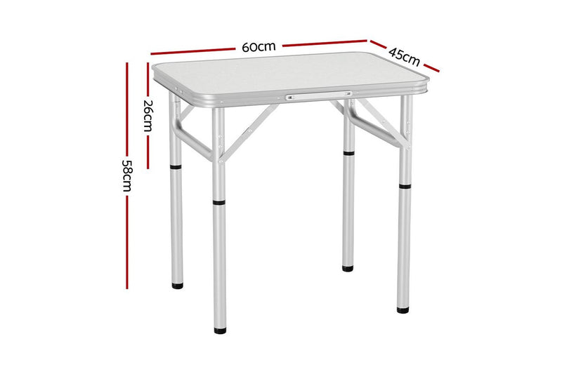 Weisshorn Folding Camping Table 60CM Adjustable Portable Outdoor Picnic Desk