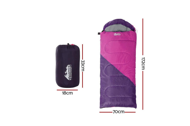 Weisshorn Sleeping Bag Kids Single 172cm Thermal Camping Hiking Pink