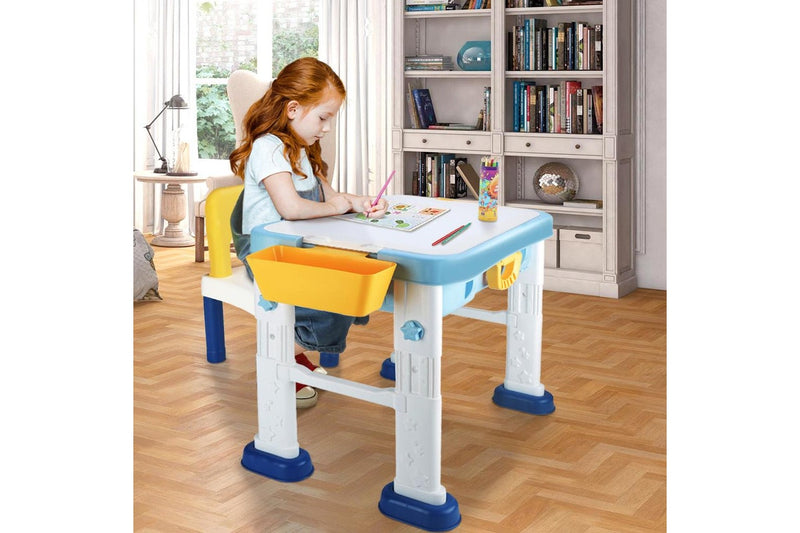 Zoink: Kids Adjustable Height Learning Table & Chair Set - 56 Pieces Building Block