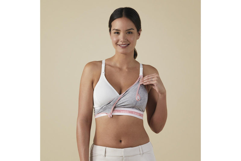 Bravado Designs: Clip and Pump Nursing Bra - Dove Heather W/ Dusted Peony (Large)