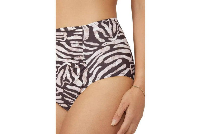 Gorgeous Womens/Ladies Zebra Print High Waist Bikini Bottoms (Black/White) (14 UK)