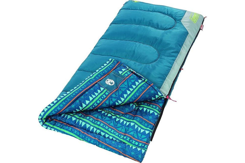 Coleman Sleeping Bag Youth Plus10C Temp Rating Teal And Grey Outdoor Camping